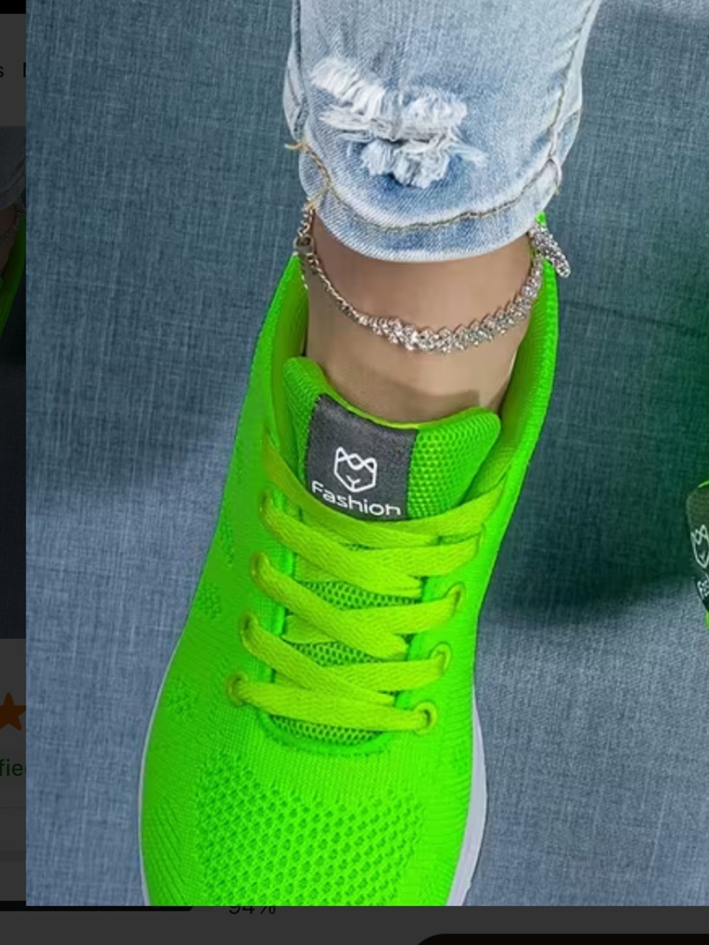 Neon Green 'Fashion' Lace-Up Knit Sneakers NEW